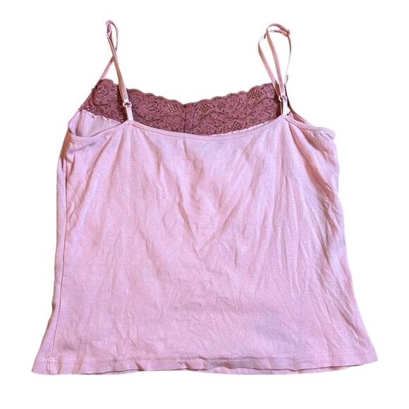 Y2K Pastel Pink Lace Trim Cami Top Small Layering Beaded Fairy Coquette Shoujo - Picture 2 of 5